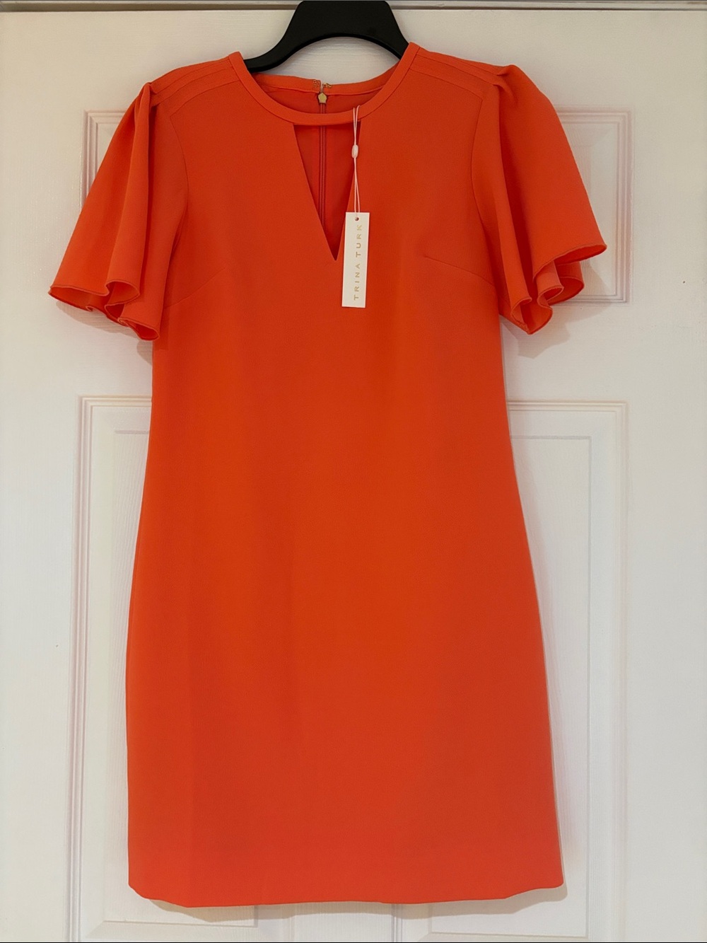 NWT Trina Turk Orange Flutter-Sleeve Shift Dress size 2